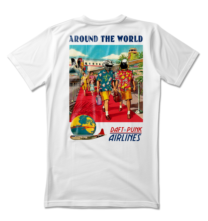 Camiseta unisex branca DAFT PUNK AROUND THE WORLD