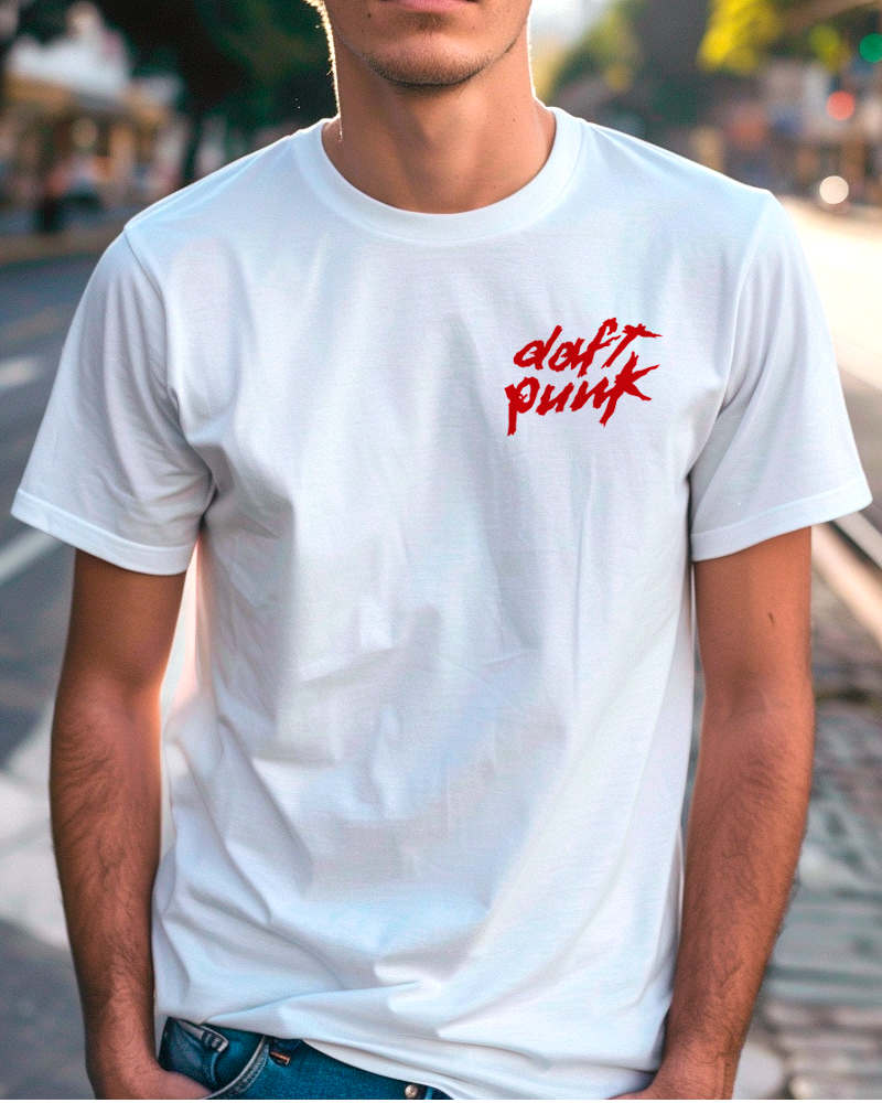 Camiseta unisex branca DAFT PUNK AROUND THE WORLD