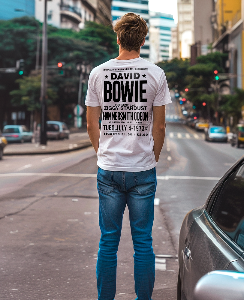 Camiseta unisex branca DAVID BOWIE - POSTER