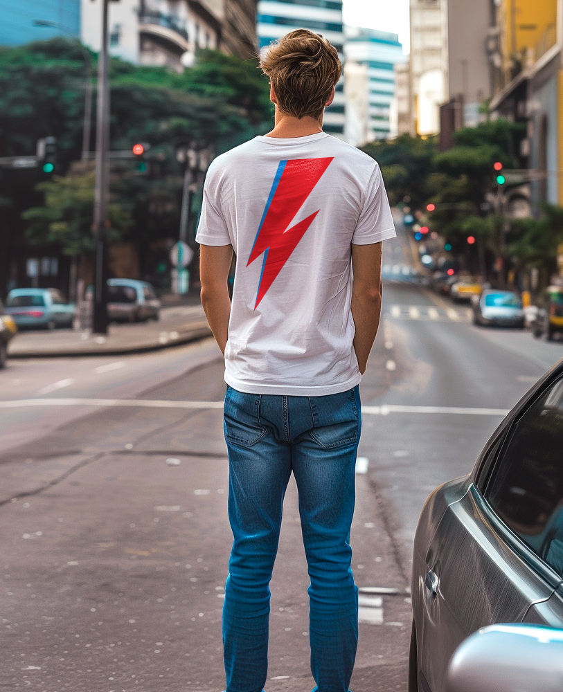 Camiseta unisex branca DAVID BOWIE - 1973