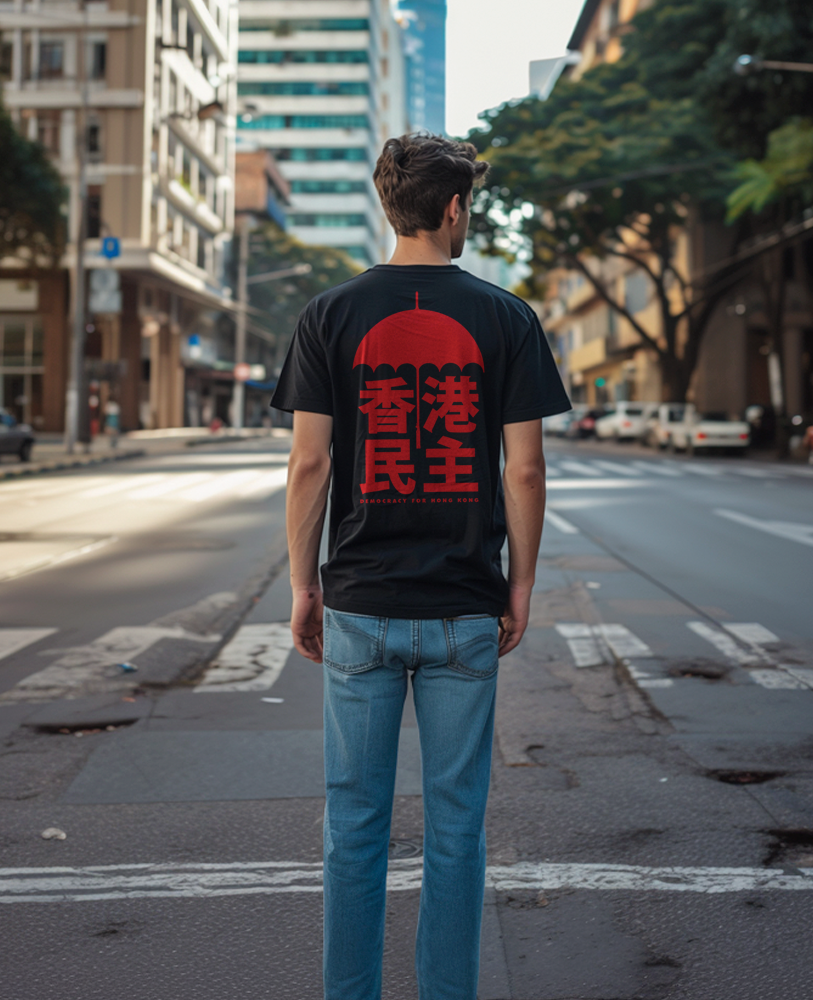 Camiseta Unisex preta DEMOCRACY FOR HONG KONG