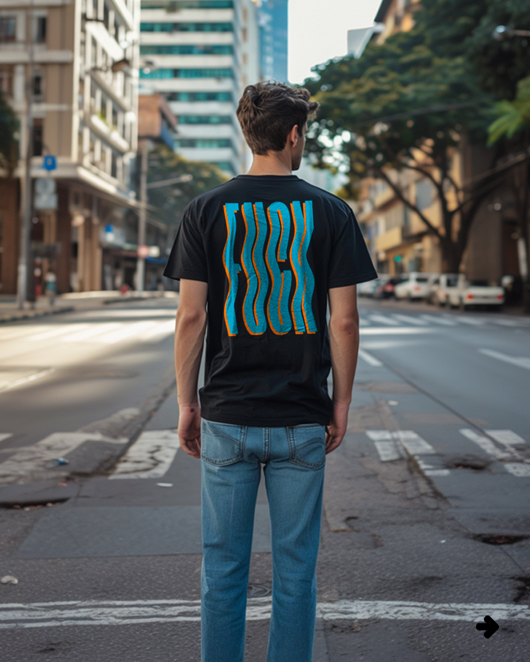 Camiseta unisex preta FUCK