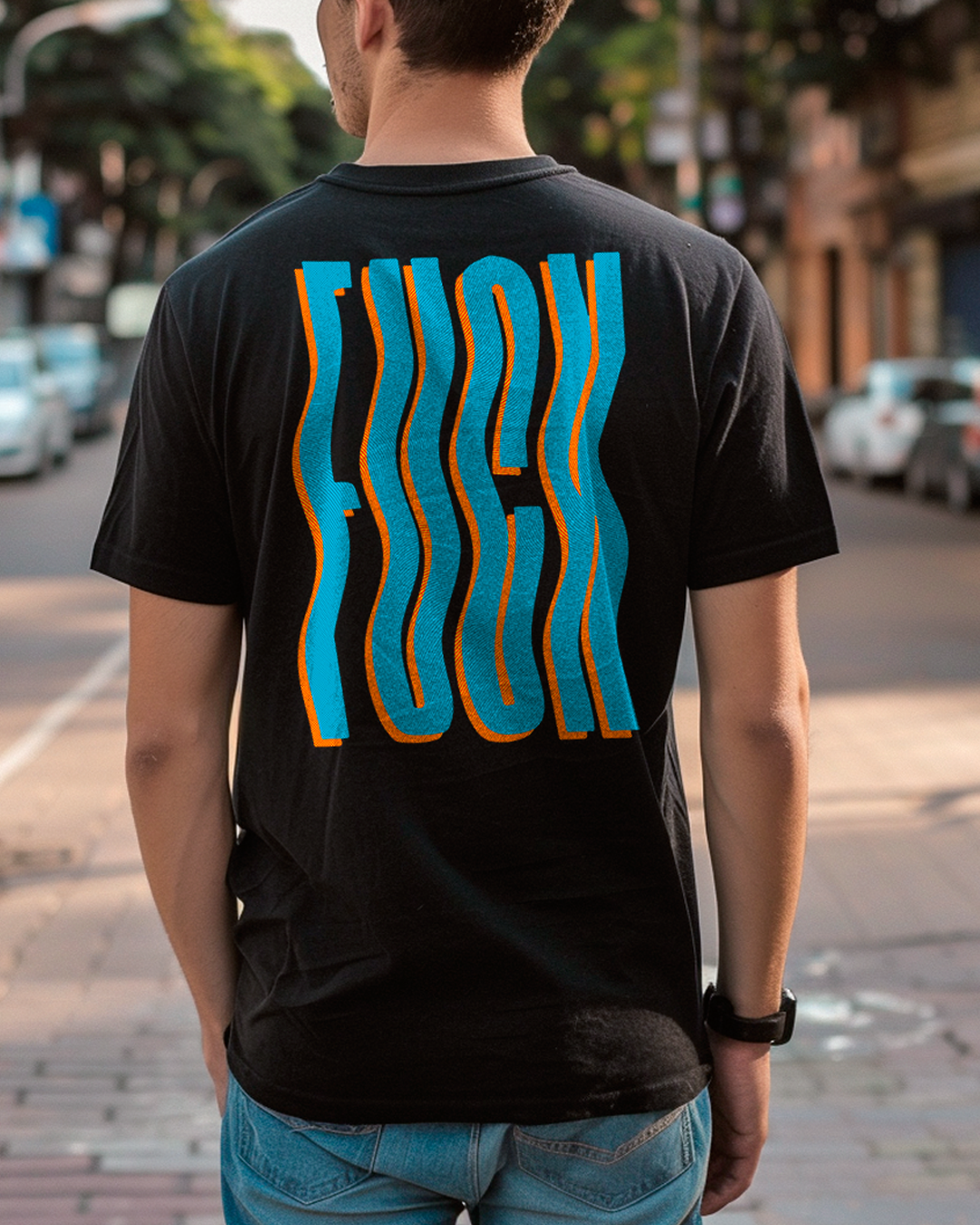 Camiseta unisex preta FUCK