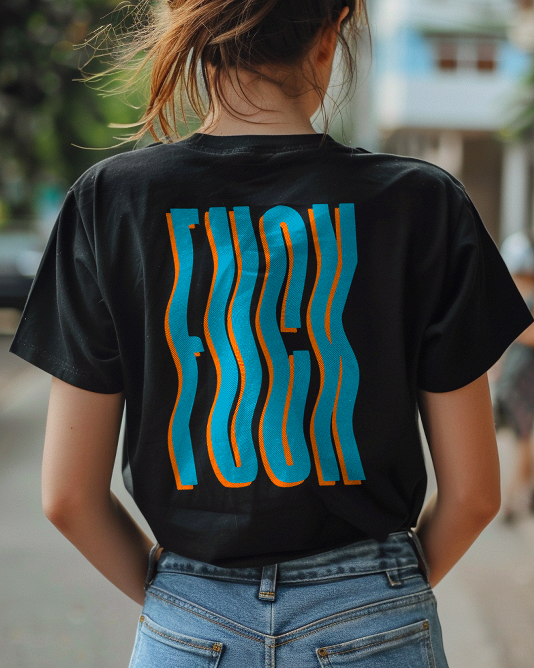 Camiseta unisex preta FUCK
