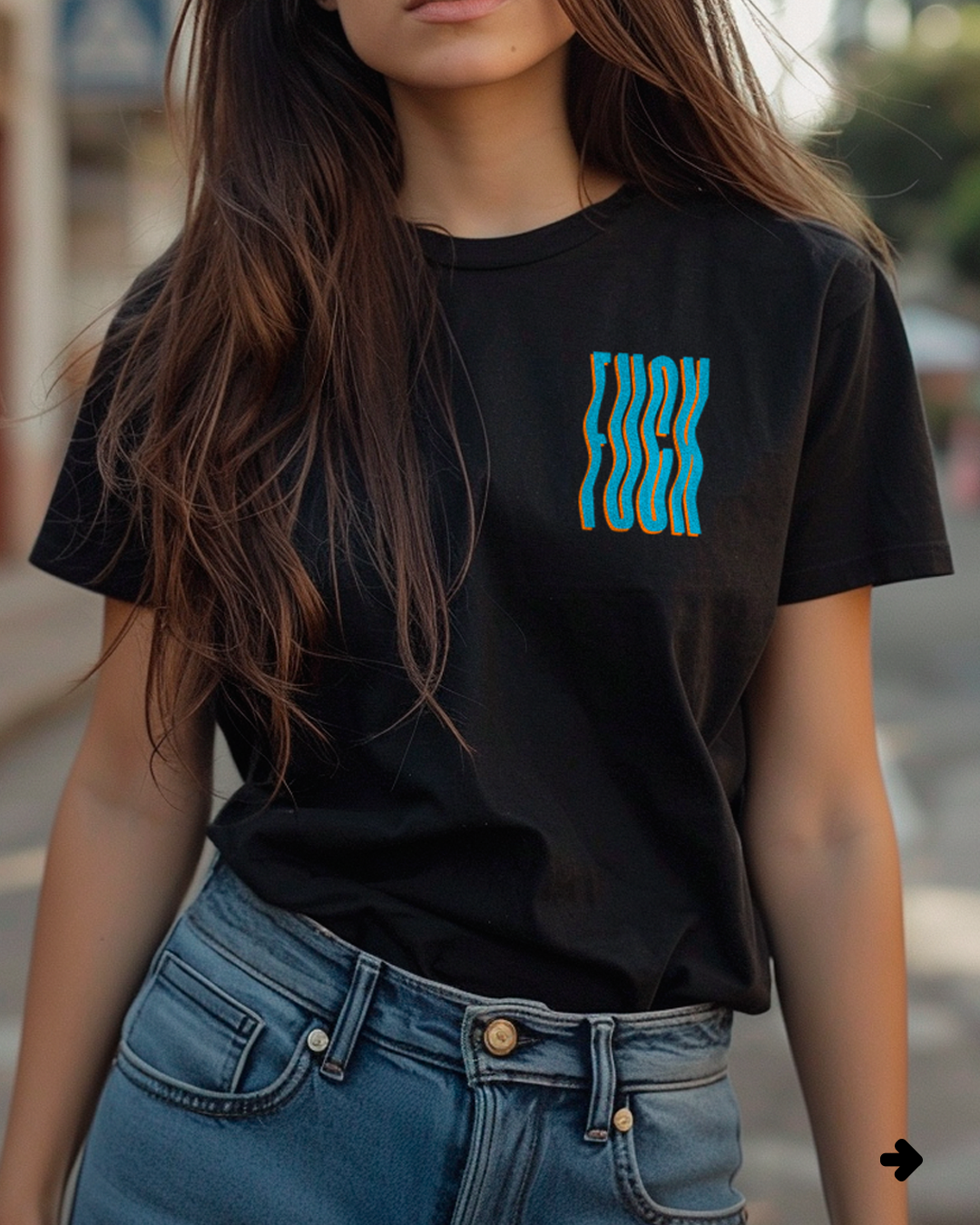 Camiseta unisex preta FUCK