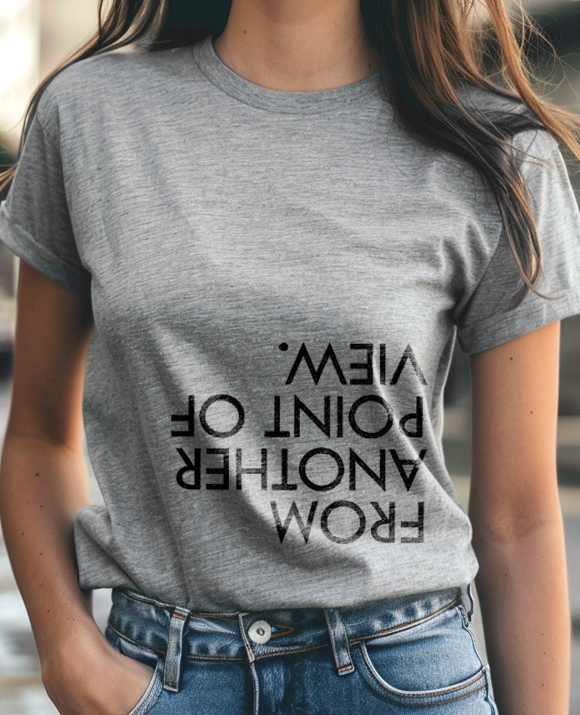 Camiseta unisex cinza "FROM ANOTHER POINT OF VIEW"