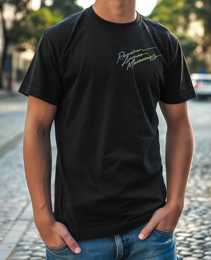 Camiseta preta unisex DAFT PUNK RANDOM ACCESS MEMORIES