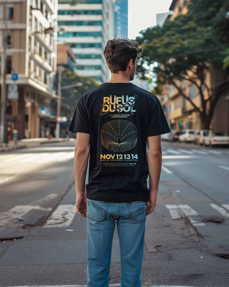Camiseta unisex preta RUFUS DU SOL - LOS ANGELES