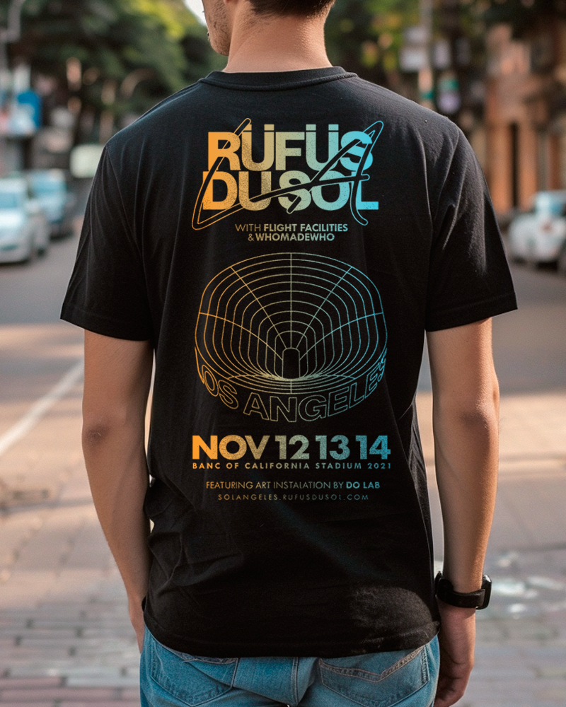 Camiseta unisex preta RUFUS DU SOL - LOS ANGELES