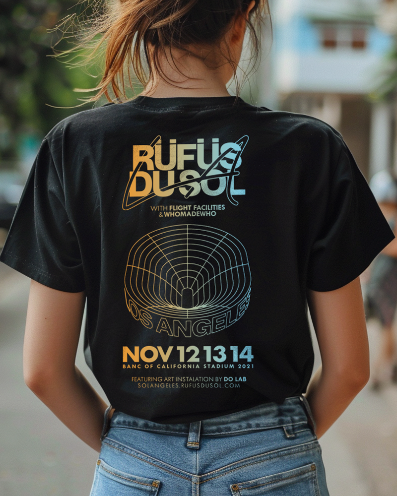 Camiseta unisex preta RUFUS DU SOL - LOS ANGELES
