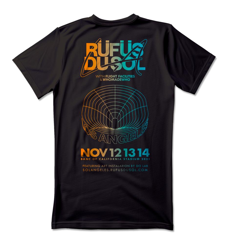Camiseta unisex preta RUFUS DU SOL - LOS ANGELES