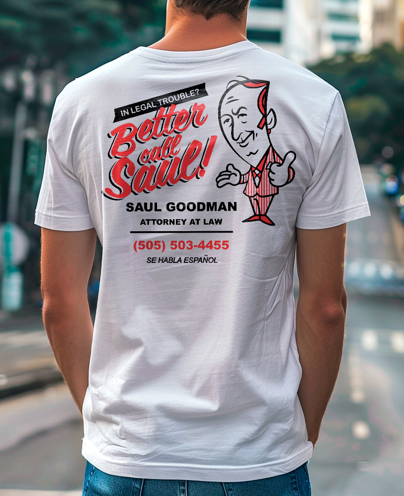 Camiseta unisex branca "BETTER CALL SAUL"