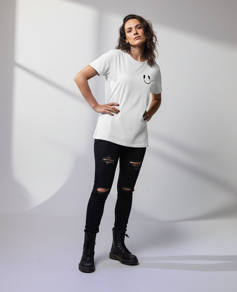 Camiseta unisex branca "HEADPHONE - SMILE”