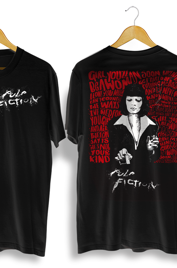 Camiseta unisex preta "PULP FICTION"