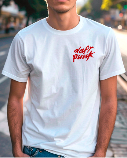 Camiseta unisex branca DAFT PUNK AROUND THE WORLD