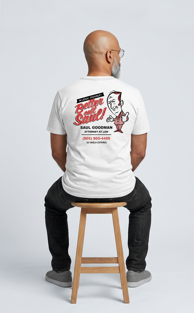Camiseta unisex branca "BETTER CALL SAUL"