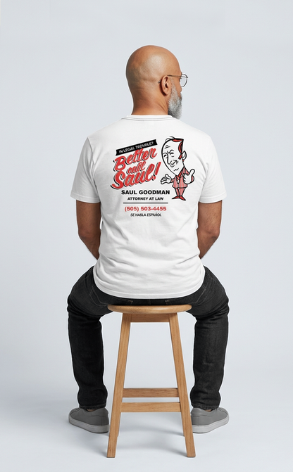 Camiseta unisex branca "BETTER CALL SAUL"