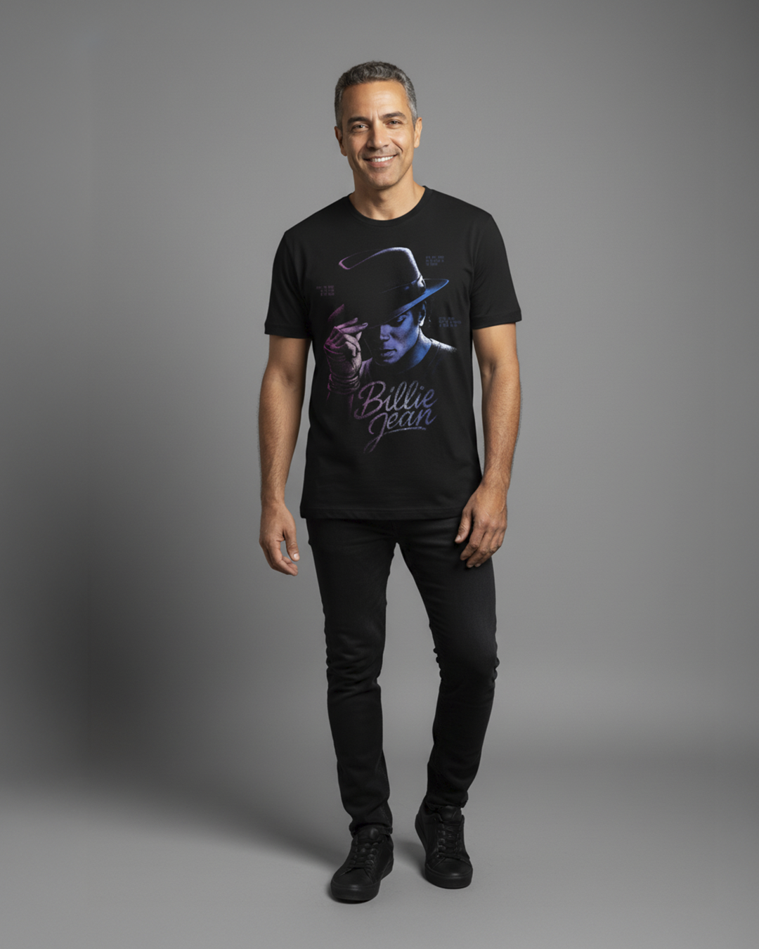 Camiseta unisex preta MICHAEL JACKSON BILLIE JEAN