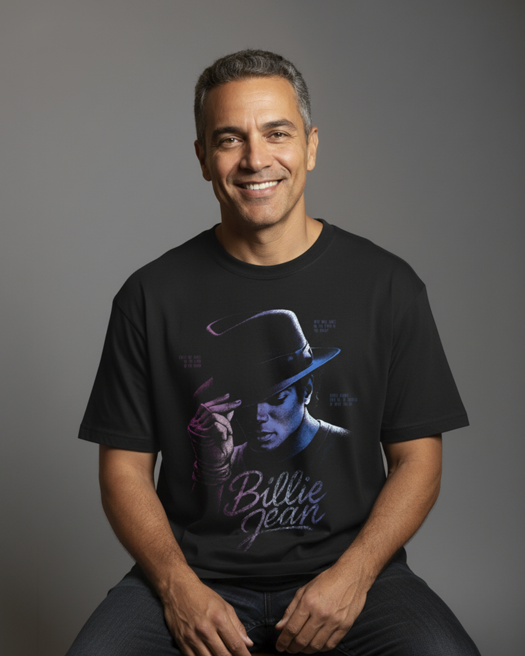 Camiseta unisex preta MICHAEL JACKSON BILLIE JEAN