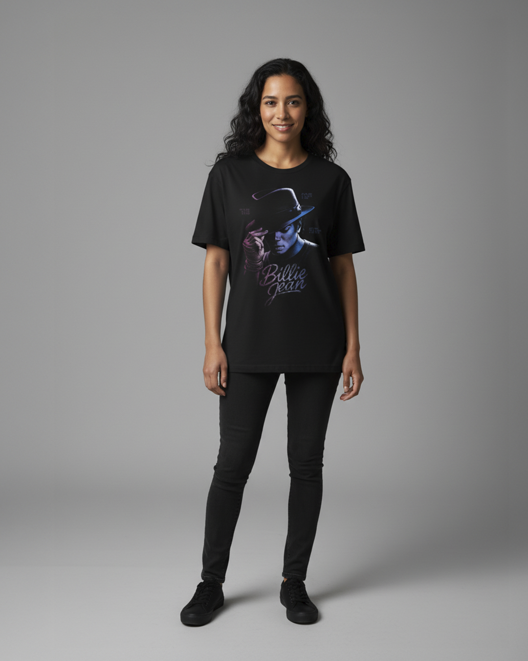 Camiseta unisex preta MICHAEL JACKSON BILLIE JEAN
