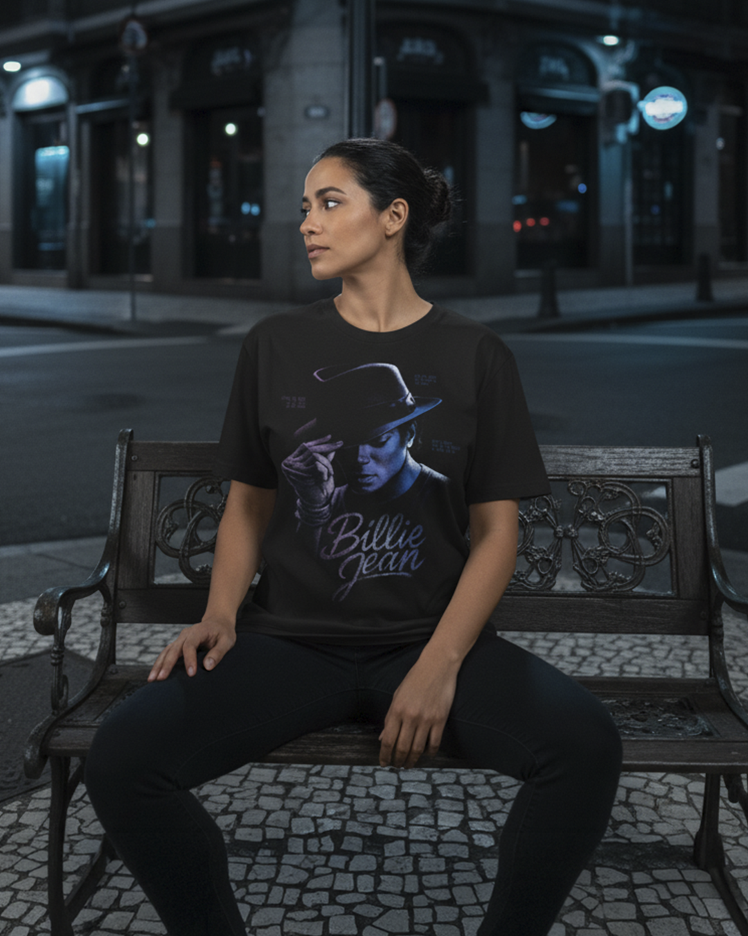 Camiseta unisex preta MICHAEL JACKSON BILLIE JEAN