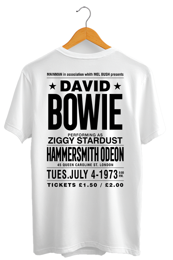 Camiseta unisex branca DAVID BOWIE - POSTER