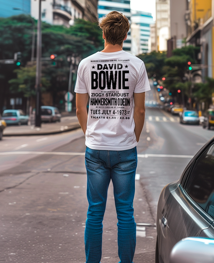 Camiseta unisex branca DAVID BOWIE - POSTER