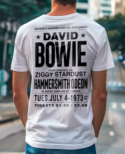 Camiseta unisex branca DAVID BOWIE - POSTER