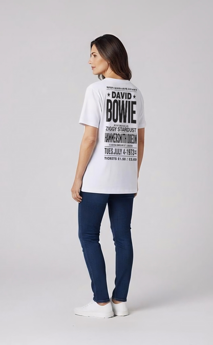 Camiseta unisex branca DAVID BOWIE - POSTER