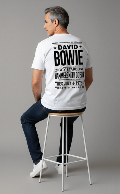 Camiseta unisex branca DAVID BOWIE - POSTER
