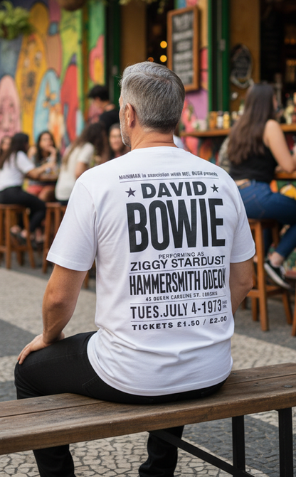 Camiseta unisex branca DAVID BOWIE - POSTER