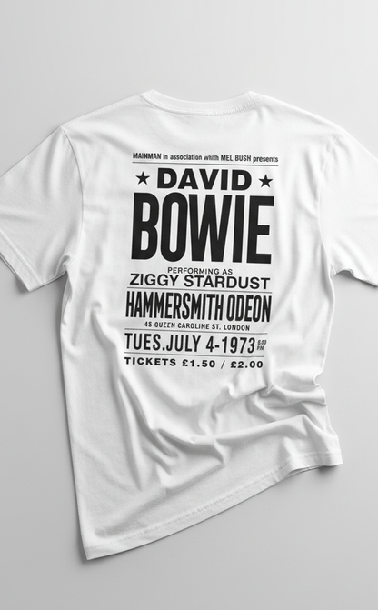 Camiseta unisex branca DAVID BOWIE - POSTER