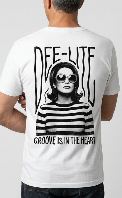 Camiseta unisex branca DEEE-LITE Groove is in the heart