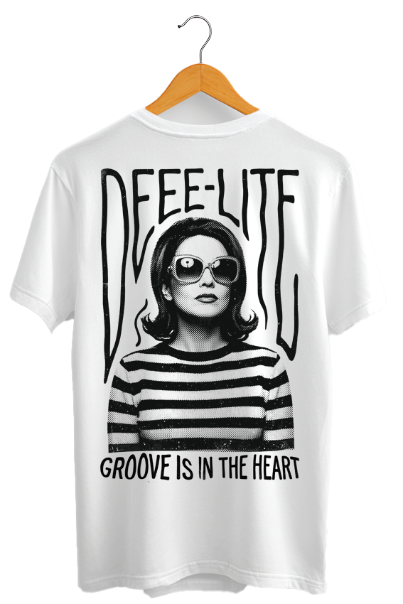 Camiseta unisex branca DEEE-LITE Groove is in the heart