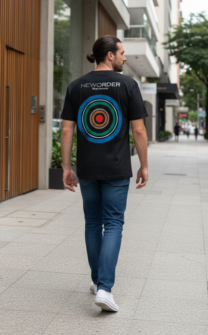 Camiseta unisex preta NEW ORDER BLUE MONDAY