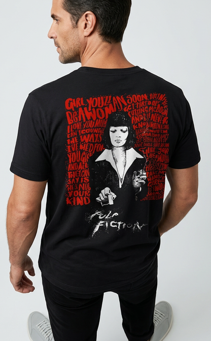 Camiseta unisex preta PULP FICTION
