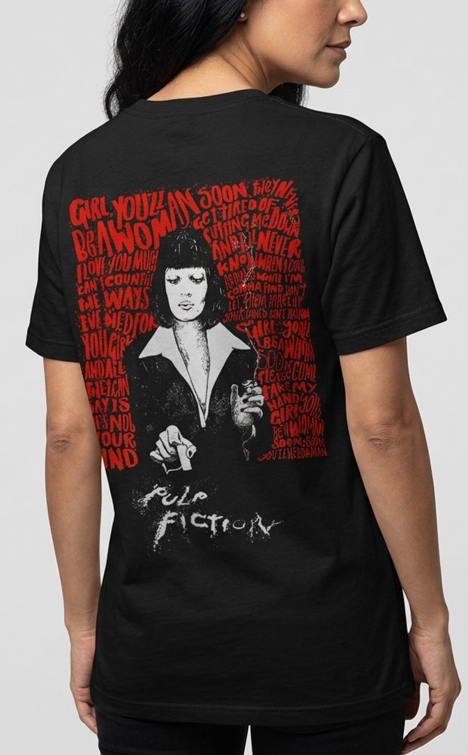 Camiseta unisex preta PULP FICTION