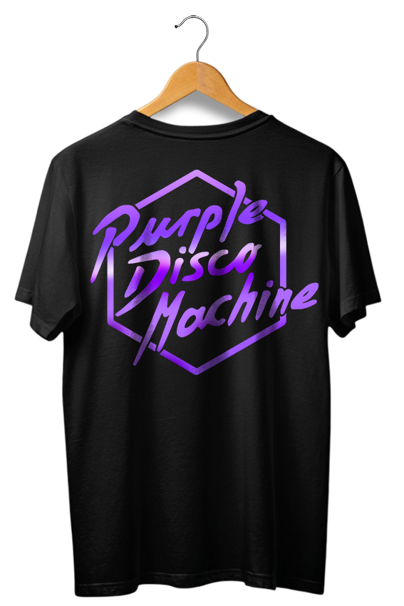 Camiseta unisex preta PURPLE DISCO MACHINE