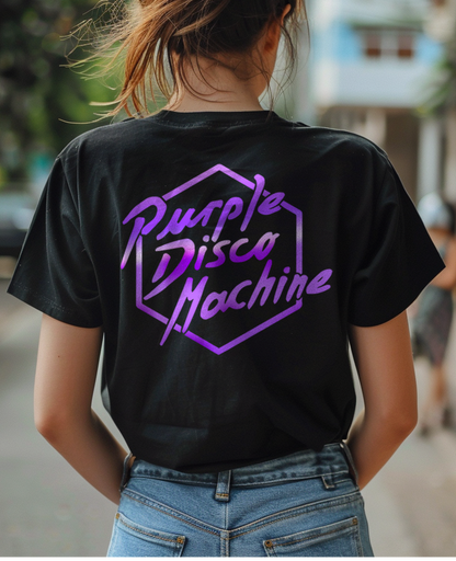 Camiseta unisex preta PURPLE DISCO MACHINE