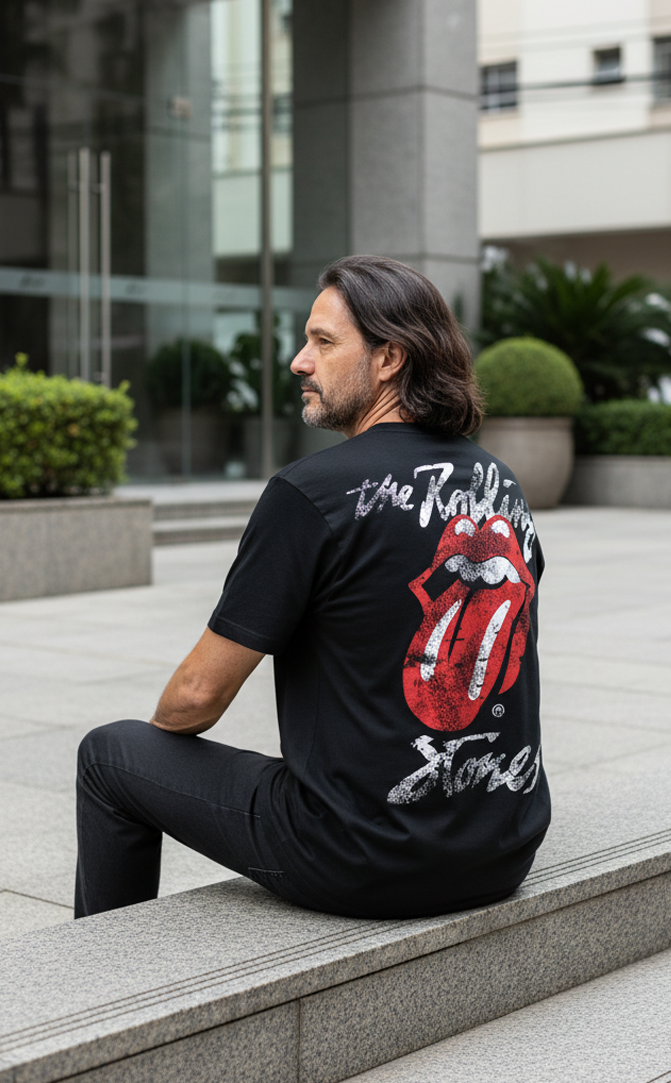 Camiseta Unisex preta ROLLING STONES