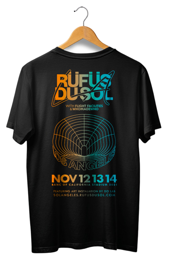Camiseta unisex preta RUFUS DU SOL - LOS ANGELES