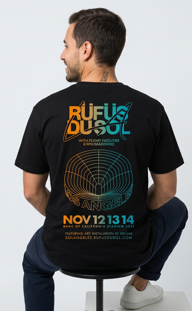 Camiseta unisex preta RUFUS DU SOL - LOS ANGELES