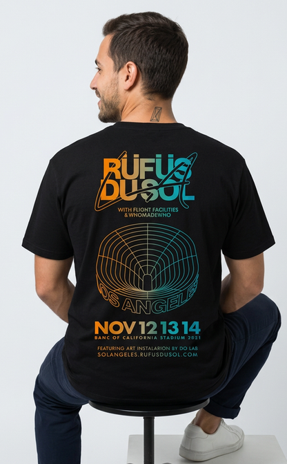 Camiseta unisex preta RUFUS DU SOL - LOS ANGELES