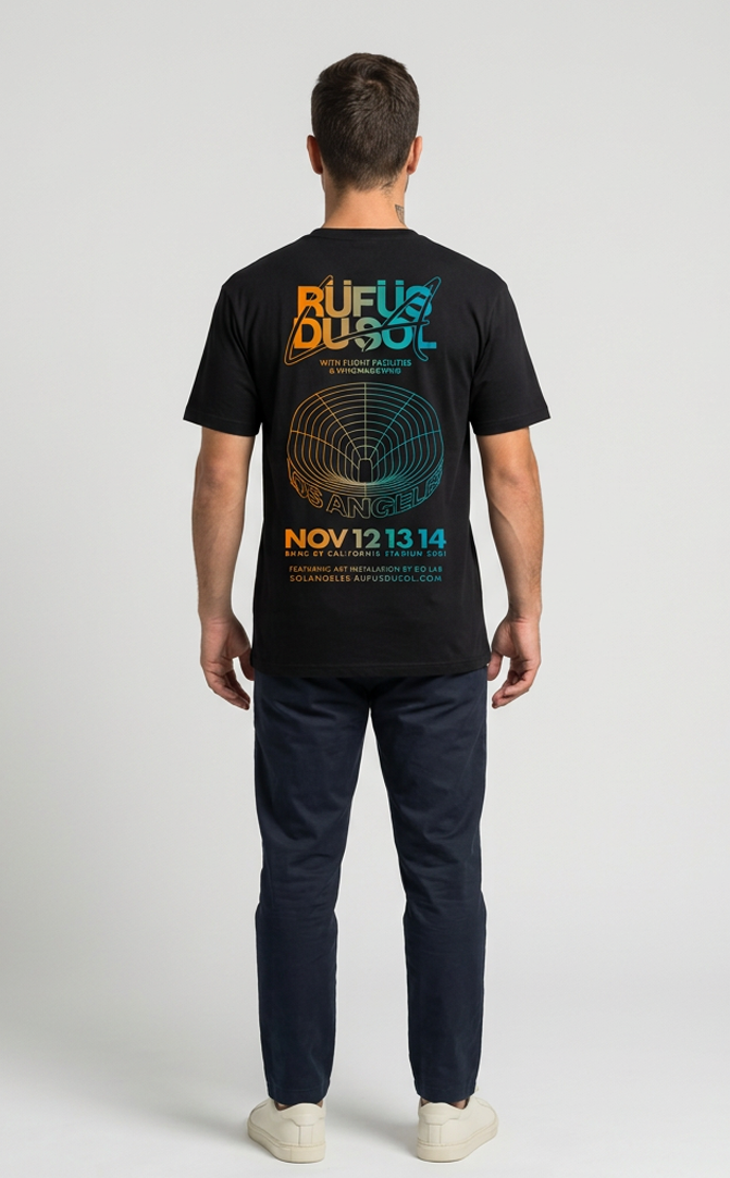 Camiseta unisex preta RUFUS DU SOL - LOS ANGELES