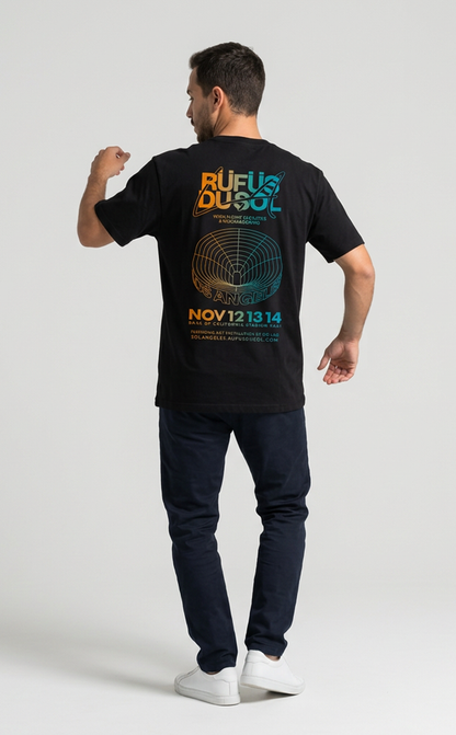 Camiseta unisex preta RUFUS DU SOL - LOS ANGELES