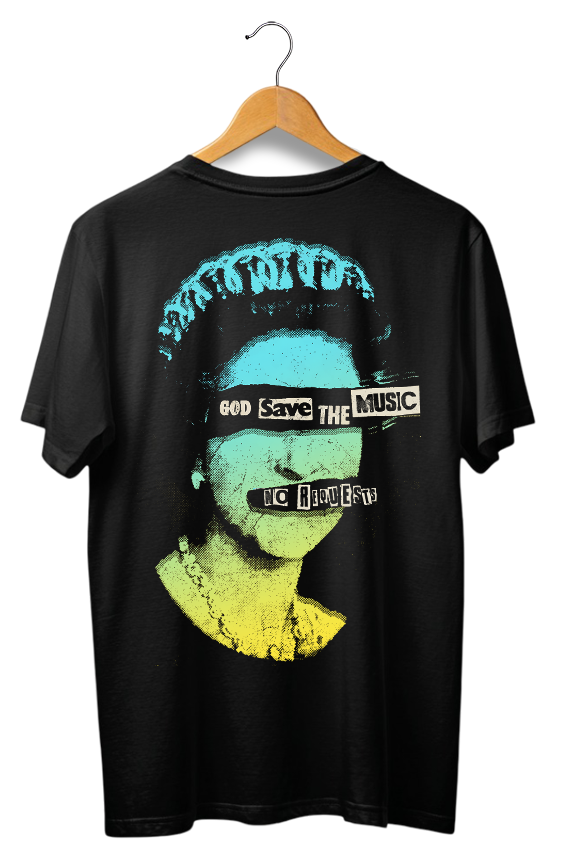 Camiseta Unisex preta GOD SAVE THE MUSIC