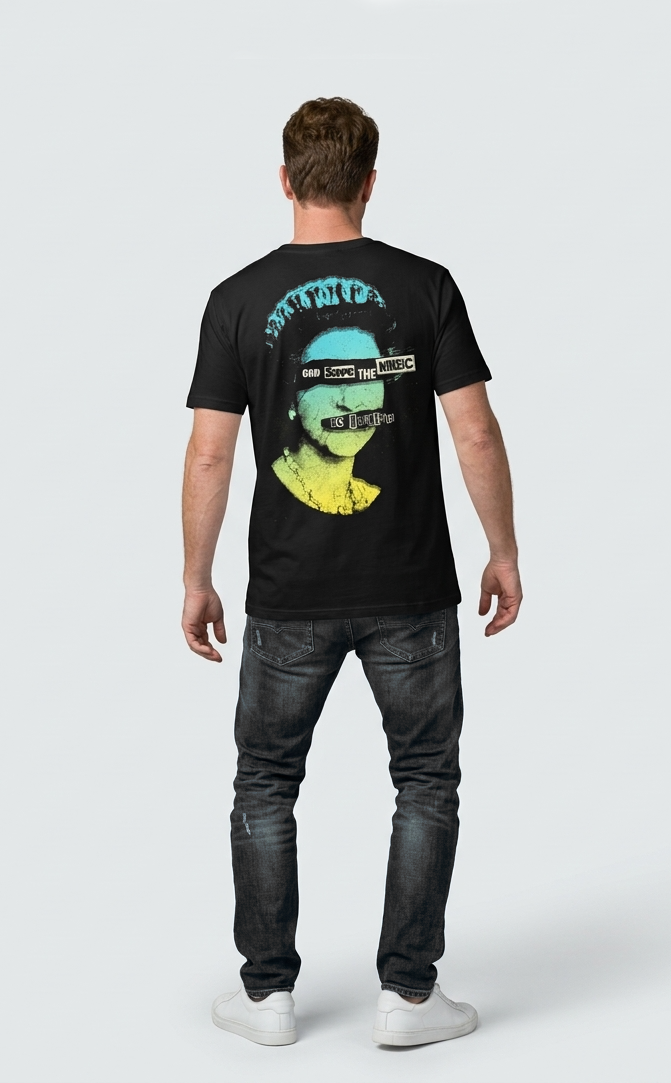 Camiseta Unisex preta GOD SAVE THE MUSIC