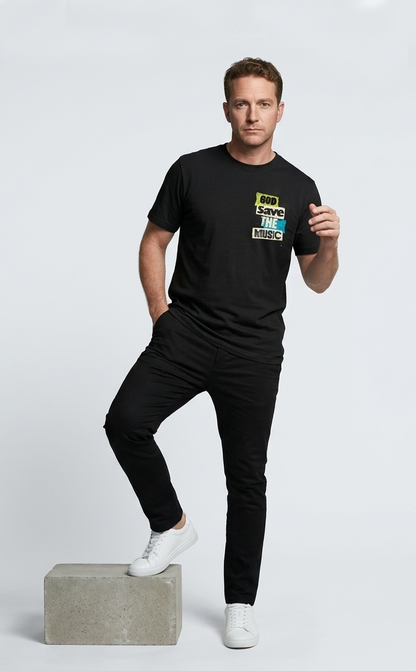Camiseta Unisex preta GOD SAVE THE MUSIC