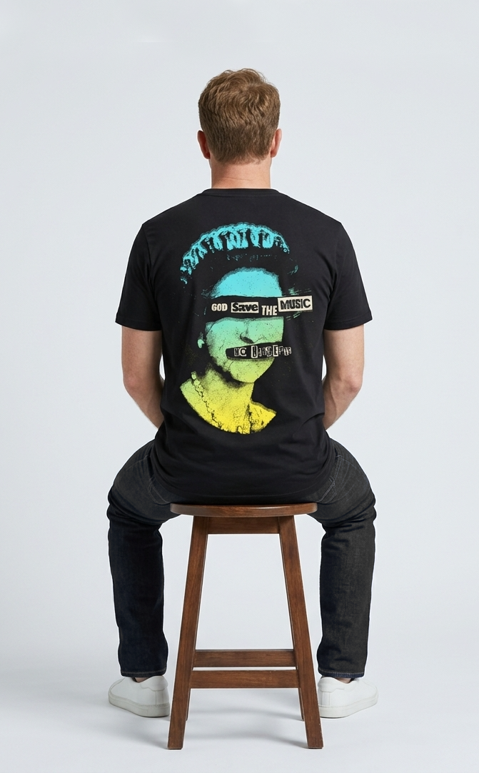 Camiseta Unisex preta GOD SAVE THE MUSIC