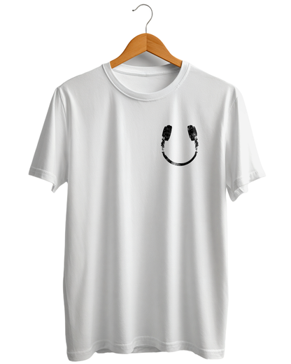 Camiseta unisex branca "HEADPHONE - SMILE”